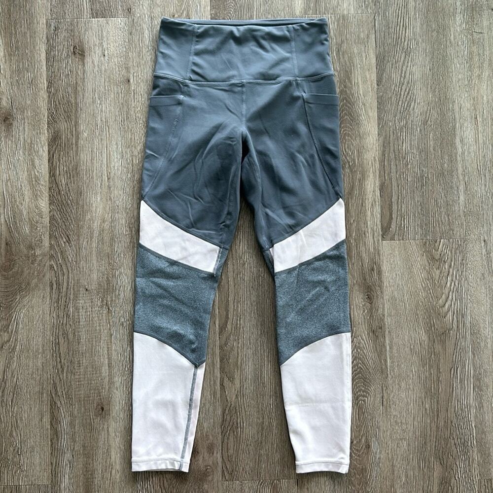 Athleta Salutation Stash 7/8 Leggings‎ XS High Rise Colorblock Pink Grey